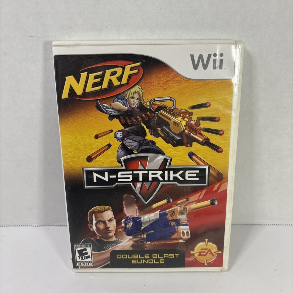 Nerf N-Strike Double Blast Bundle Nintendo Wii EA 2 Video Games In 1 CIB